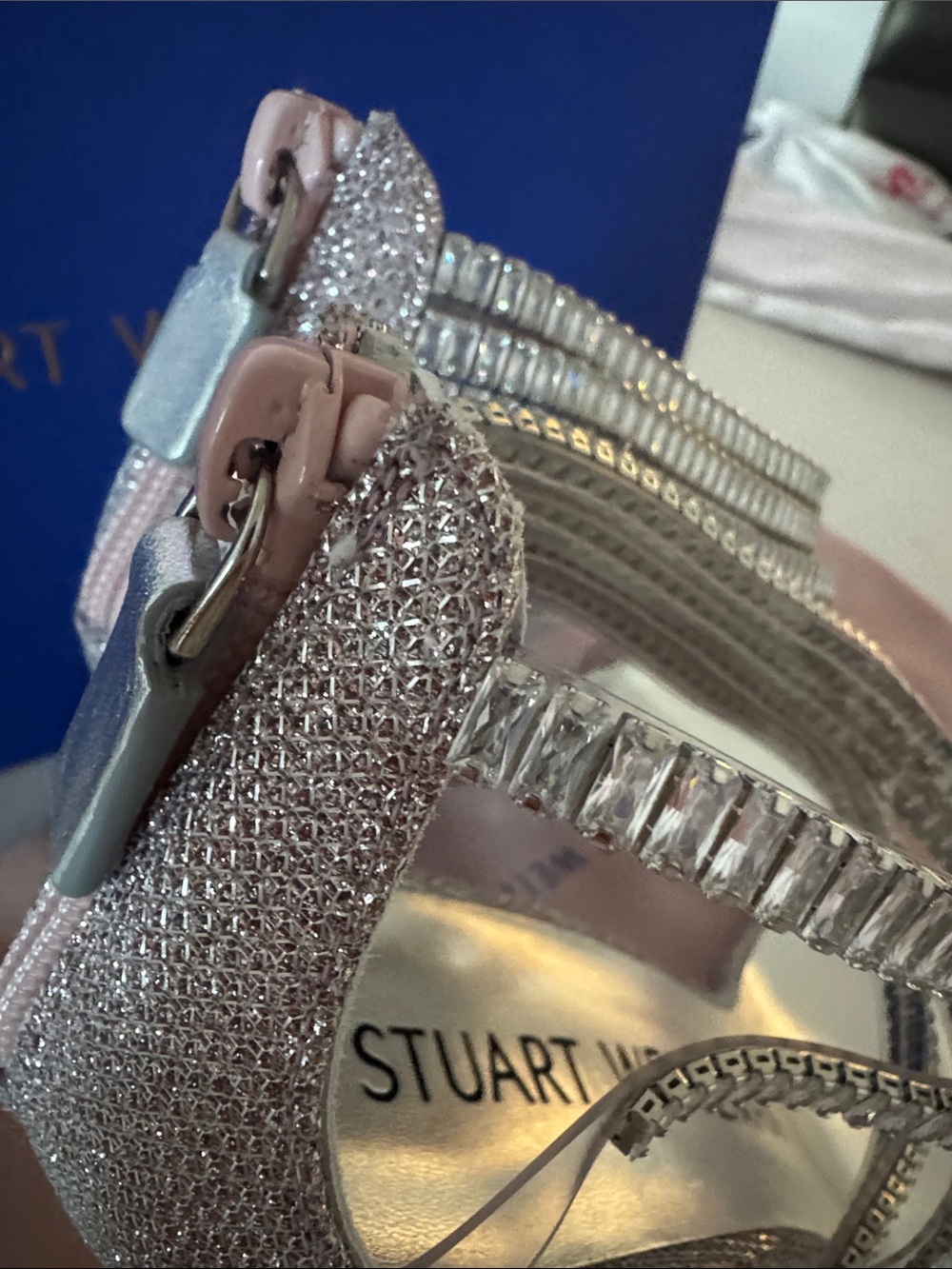 Stuart Weitzman Silver Crystal-Strap Stiletto Sandals 9 - Picture 9 of 16